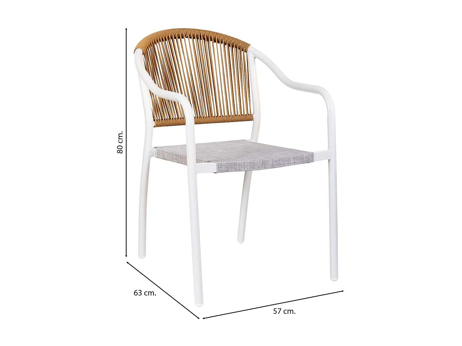 Silla de ratan sintético blanco57x63x80
