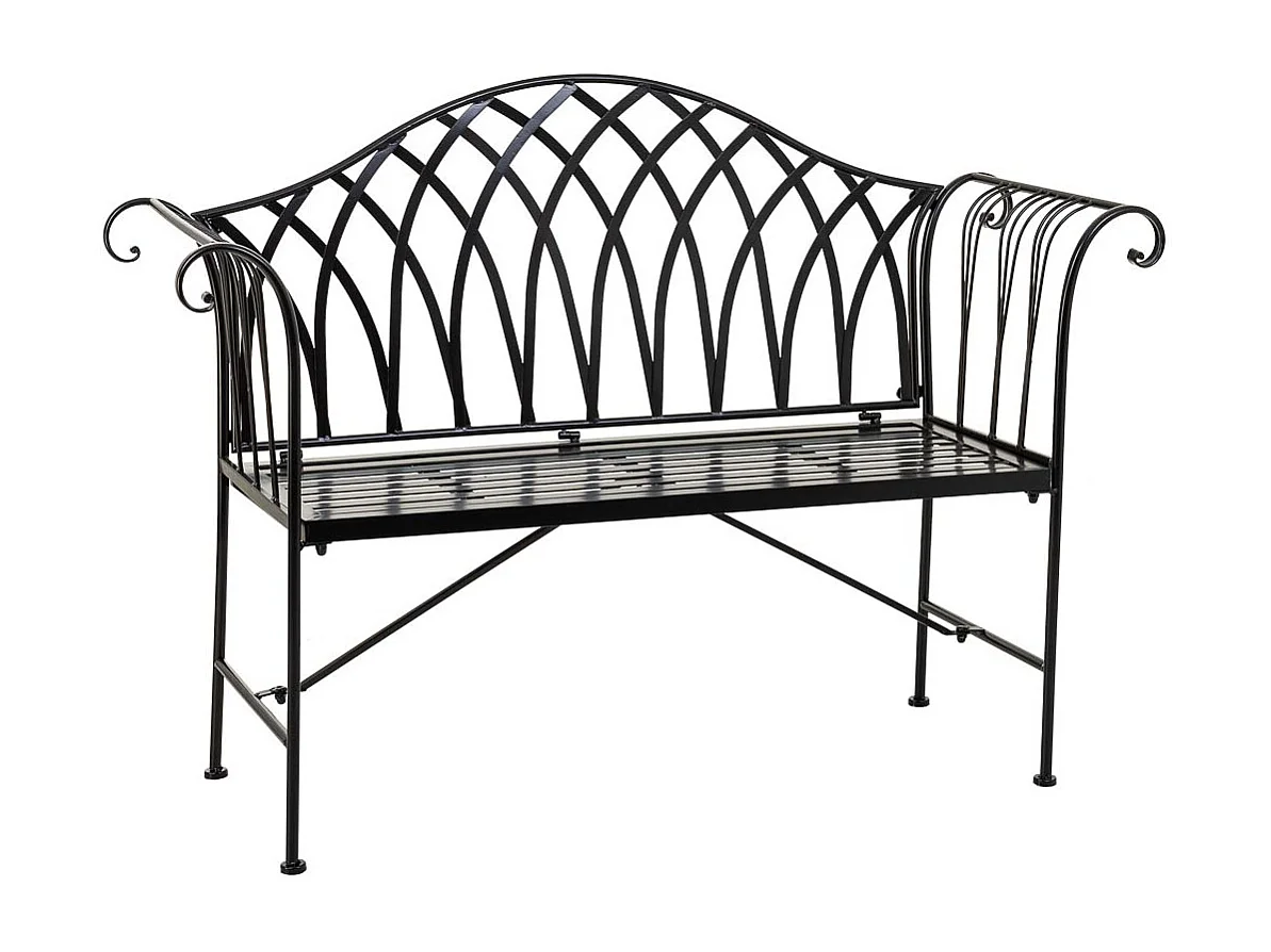 Panca in ferro battuto nera 110x50x88h