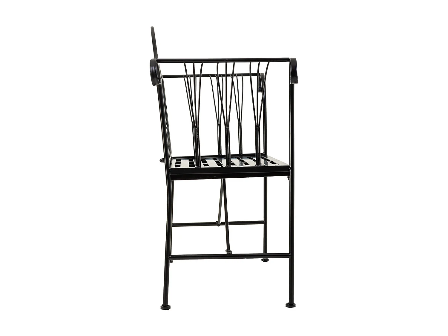 Panca in ferro battuto nera 110x50x88h