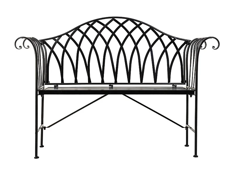 Panca in ferro battuto nera 110x50x88h