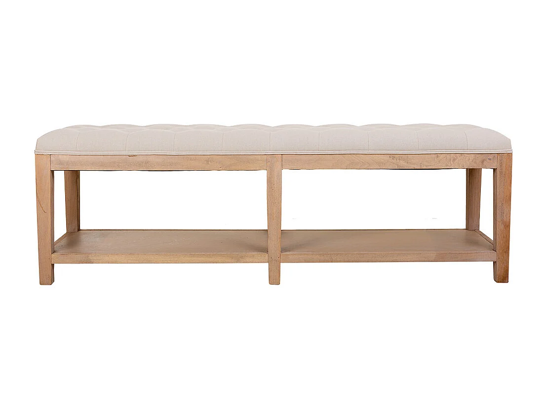 Creme gepolsterte Holzbank 150x38x51h cm