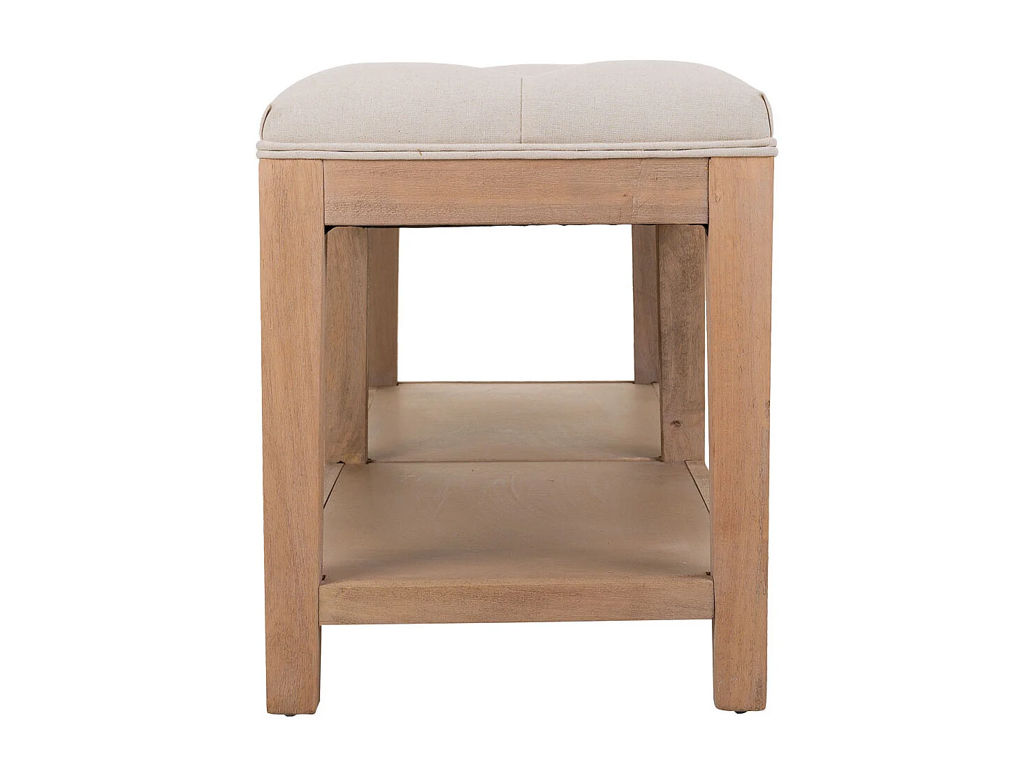 Creme gepolsterte Holzbank 150x38x51h cm