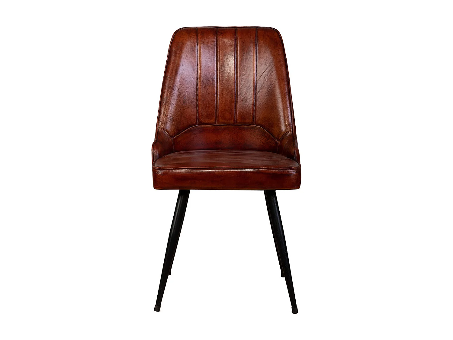 Cadeira estofada em pele castanha 51x58x91