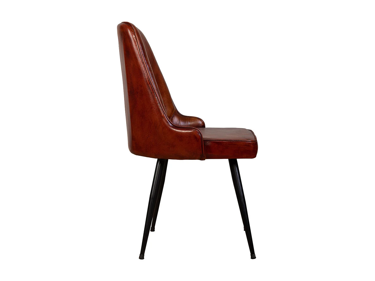 Cadeira estofada em pele castanha 51x58x91