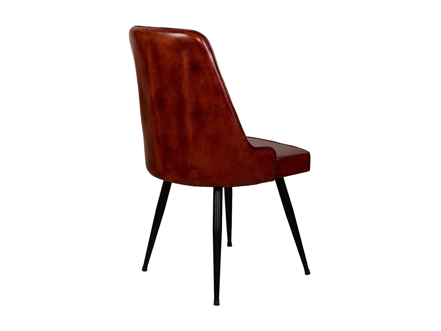 Cadeira estofada em pele castanha 51x58x91