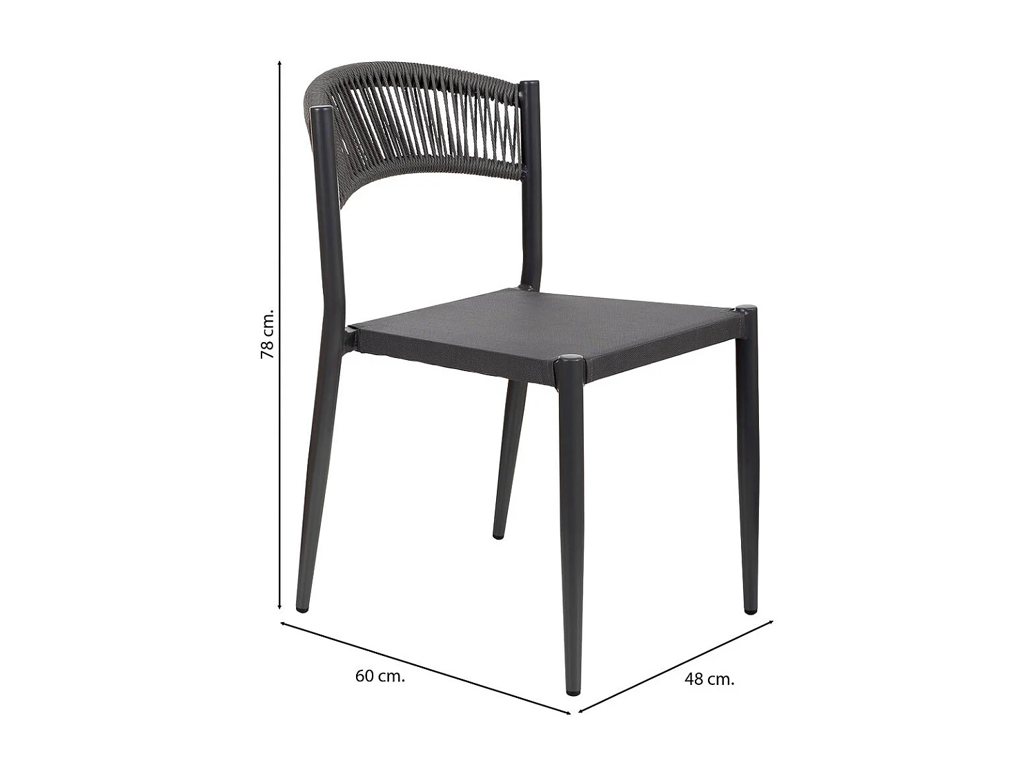 Chaise en rotin synthétique gris 48x60x78