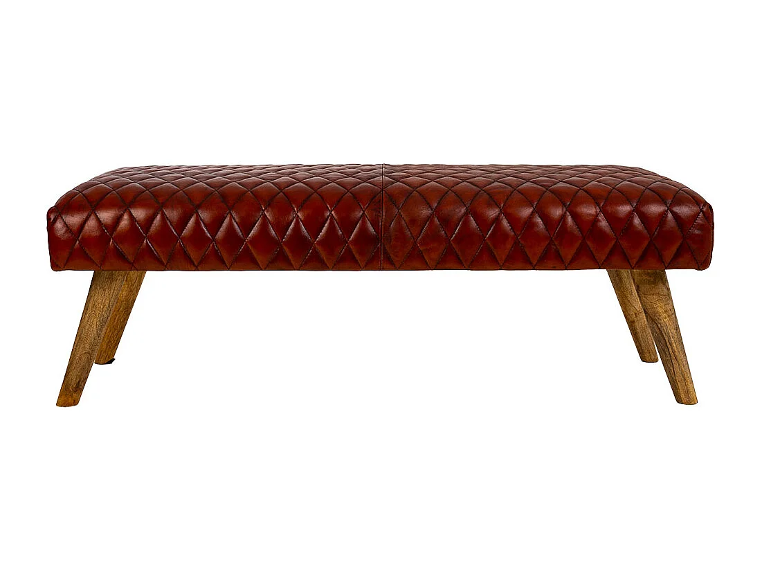 Rote Lederbank 115x53x38h cm