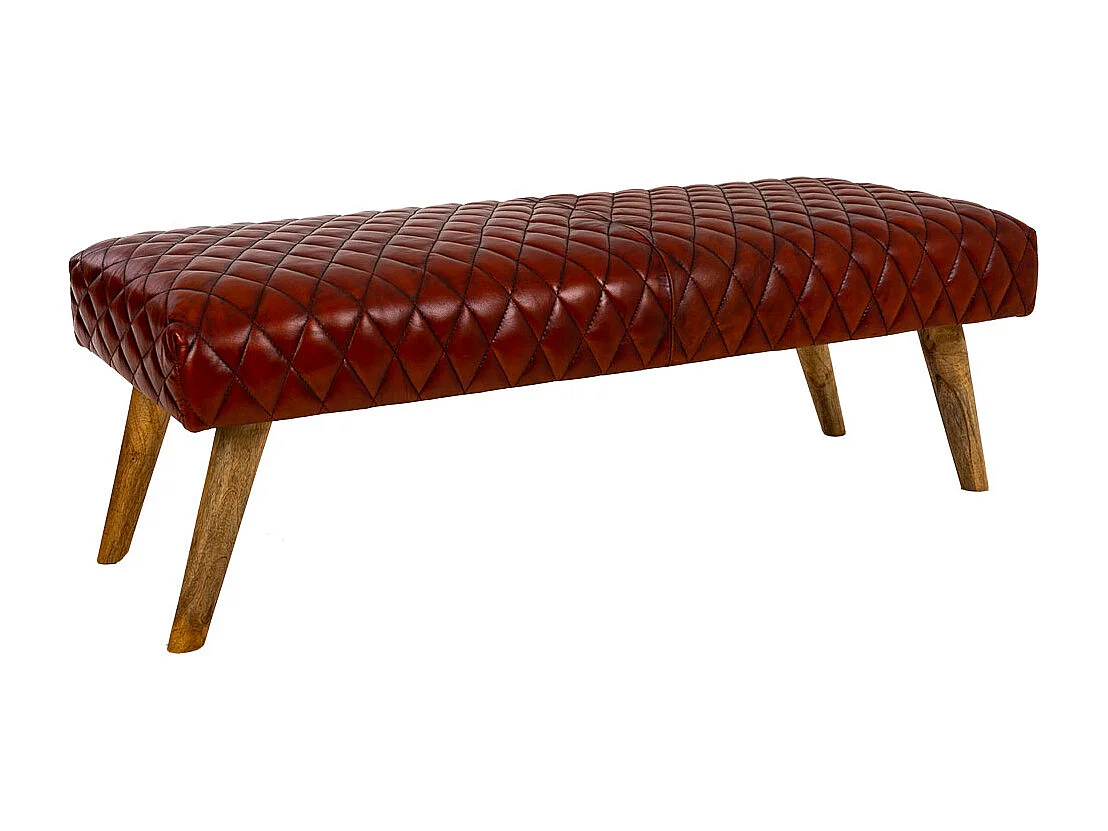 Rote Lederbank 115x53x38h cm