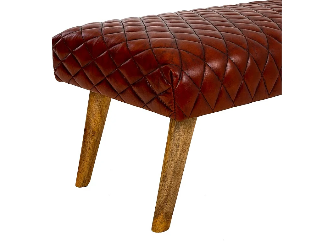 Rote Lederbank 115x53x38h cm