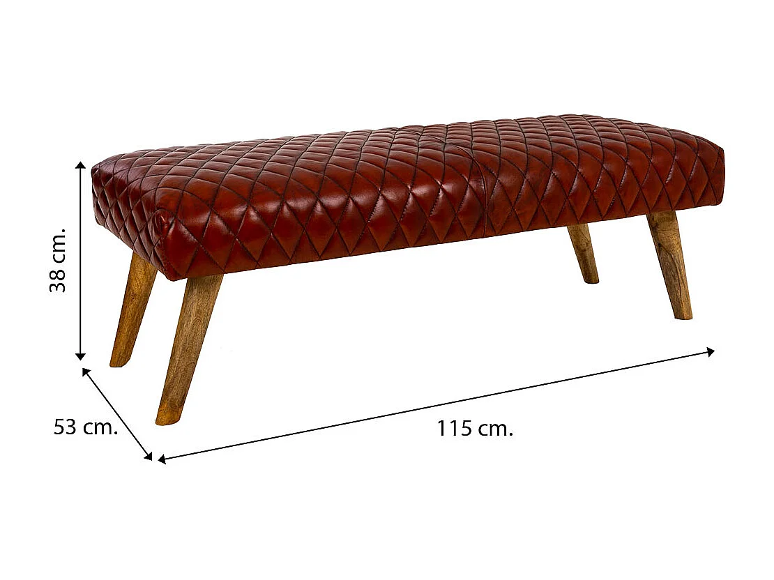 Rote Lederbank 115x53x38h cm