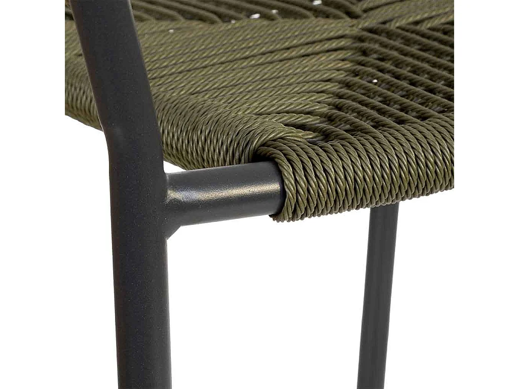 Silla de ratan sintético verde 56x61x78