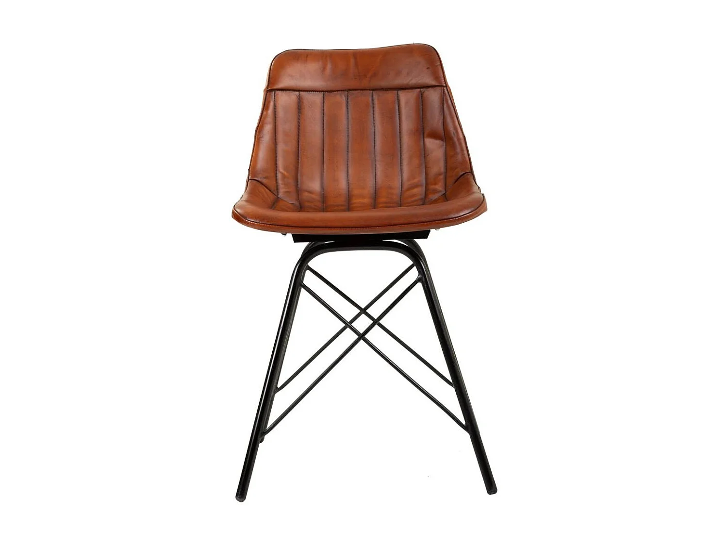 Sedia in metallo e pelle marrone 46x49x78,5h