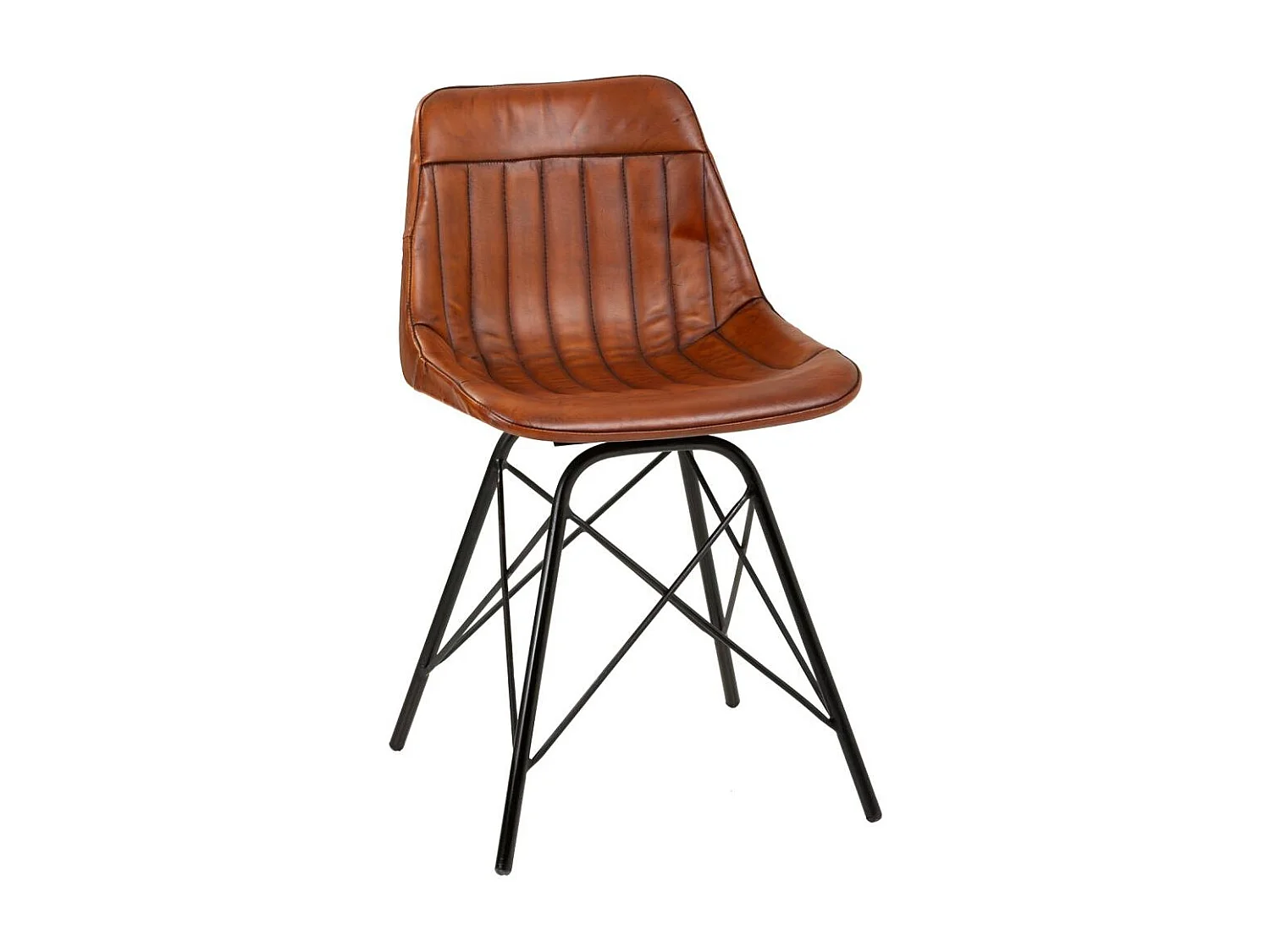 Sedia in metallo e pelle marrone 46x49x78,5h