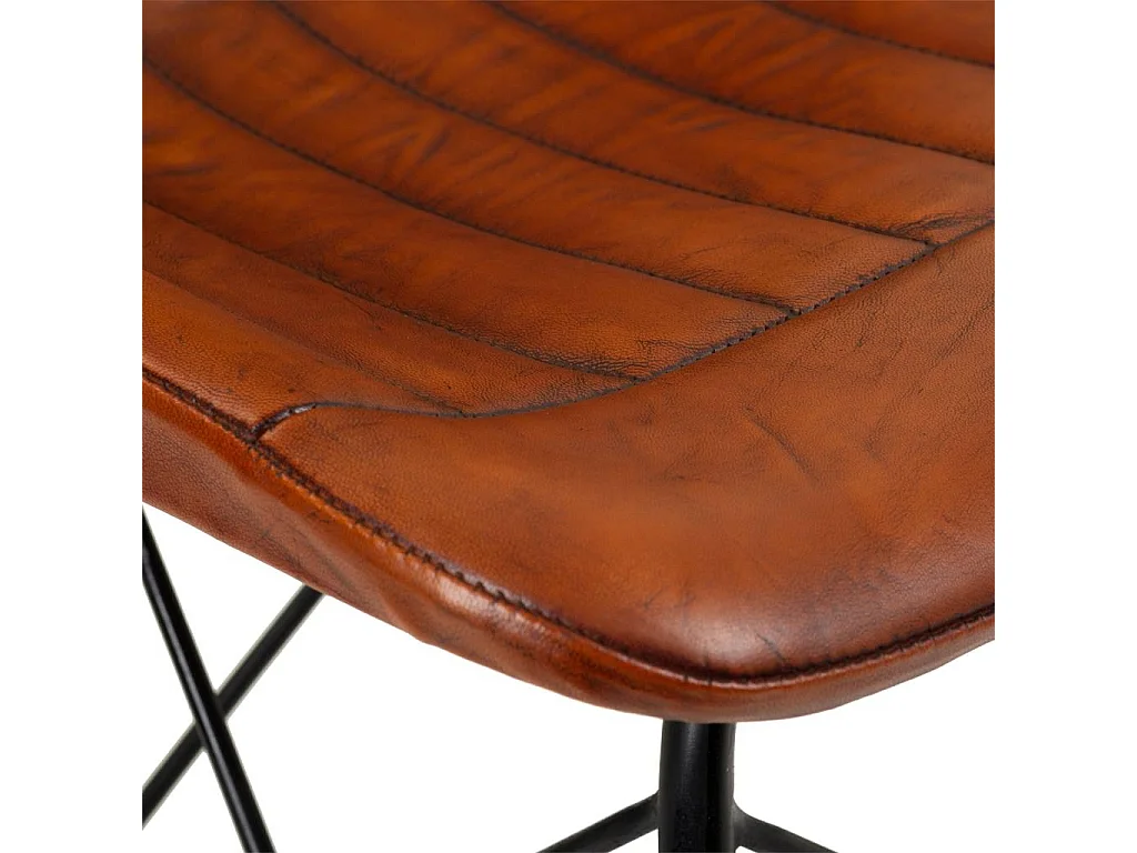 Sedia in metallo e pelle marrone 46x49x78,5h