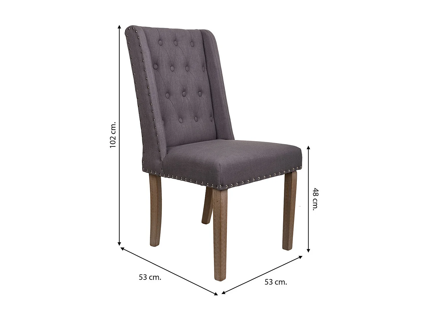 Cadeira madeira estofada cinza 53x53x48/102