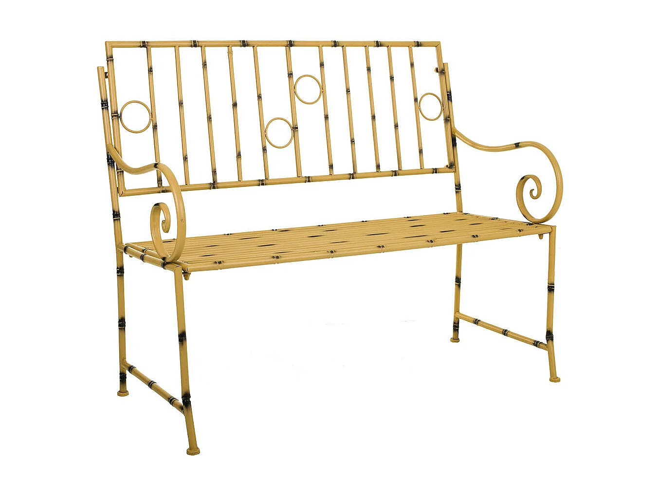 Banc en métal jaune 126x50x92h