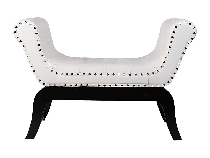 Weiße Kunstlederbank 90x40x65h cm