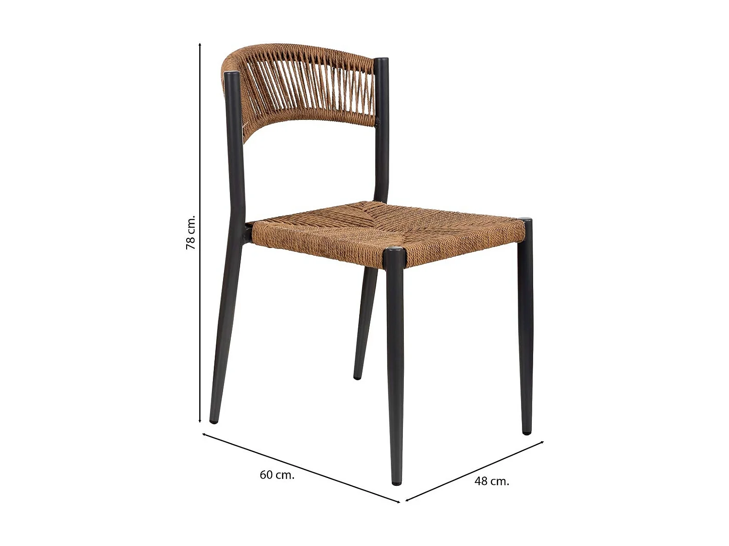 Sedia in rattan sintetico marrone 48x60x78