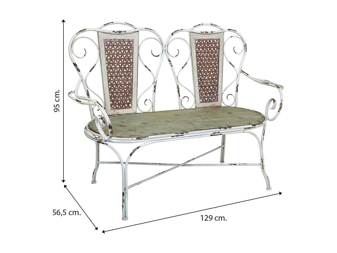Banco de metal 129x56.5x95h cm Gris