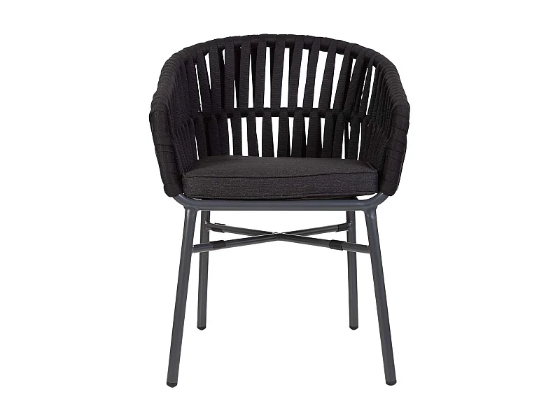 Chaise en aluminium avec corde noir 58x61x77