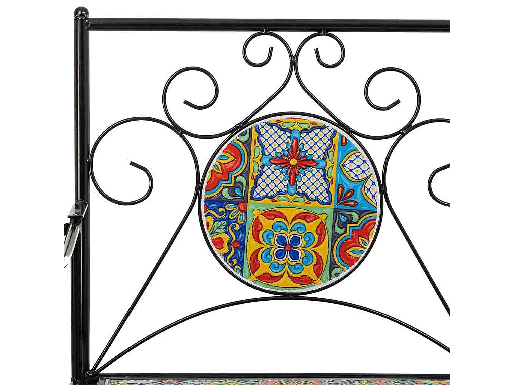 Banco em mosaico preto e ferro forjado 110x50x88