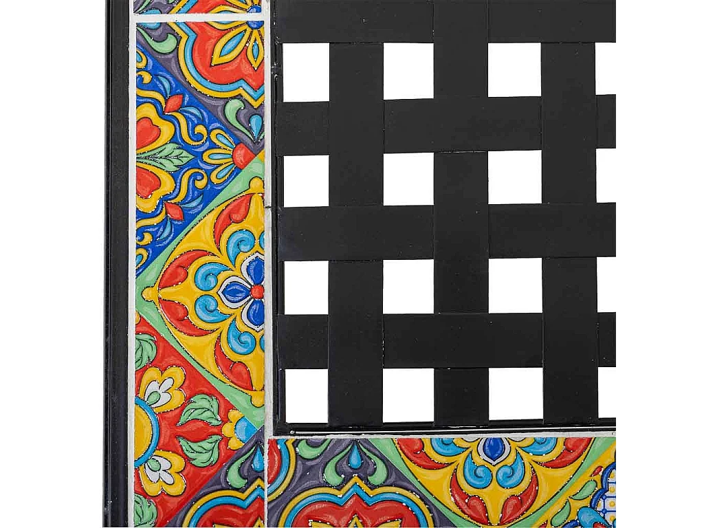 Banco em mosaico preto e ferro forjado 110x50x88
