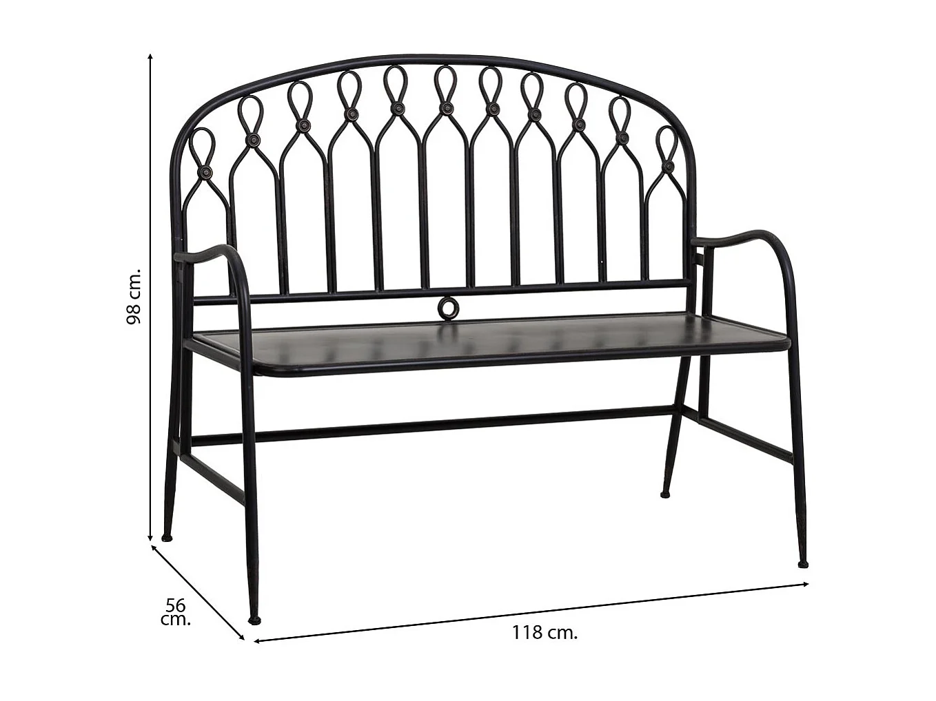 Sgabello in metallo nero 118x56x98h
