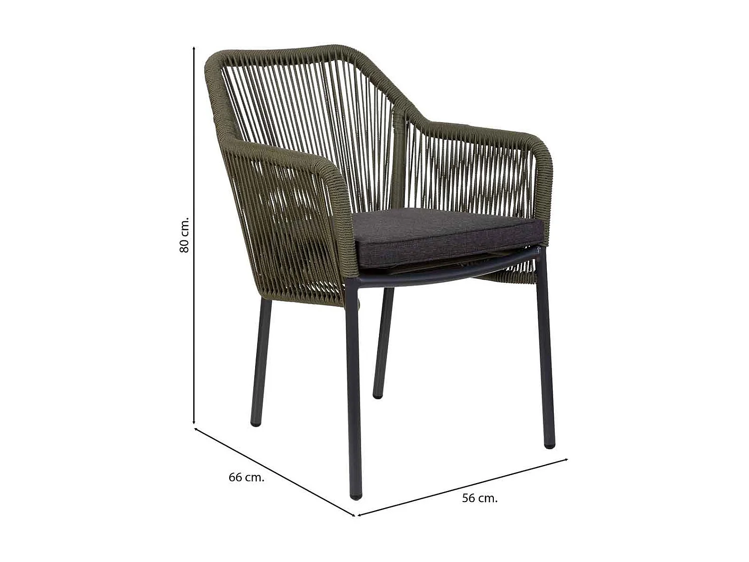 Silla de ratan sintético verde 56x66x80
