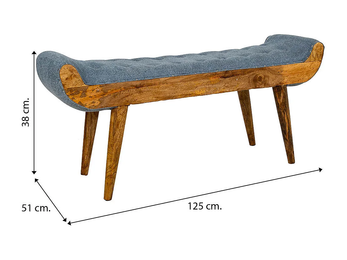 Banc en cuir bleu 125x51x38h