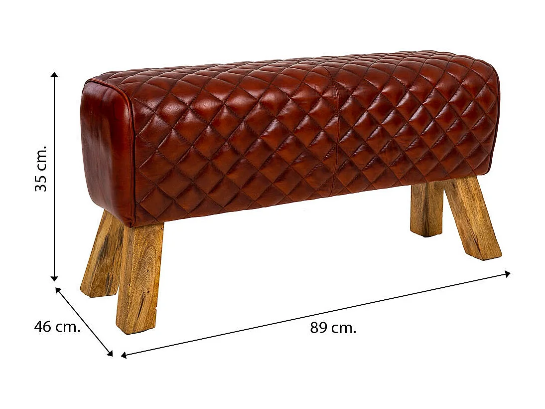 Rote Lederbank 89x46x35h cm