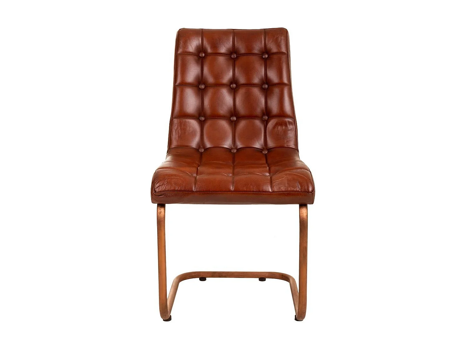 Sedia in metallo e pelle marrone 46x46x93h