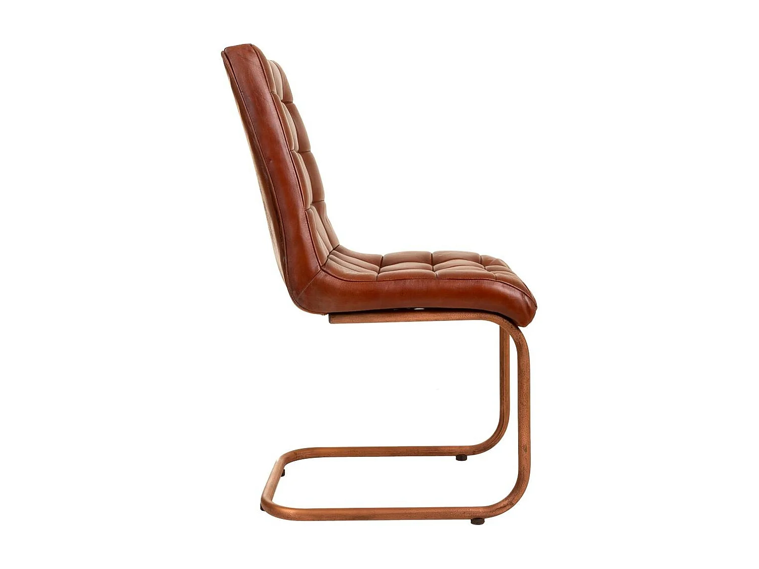 Sedia in metallo e pelle marrone 46x46x93h