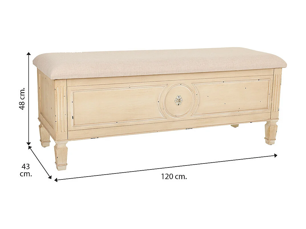 Banc en bois beige 120x43x48