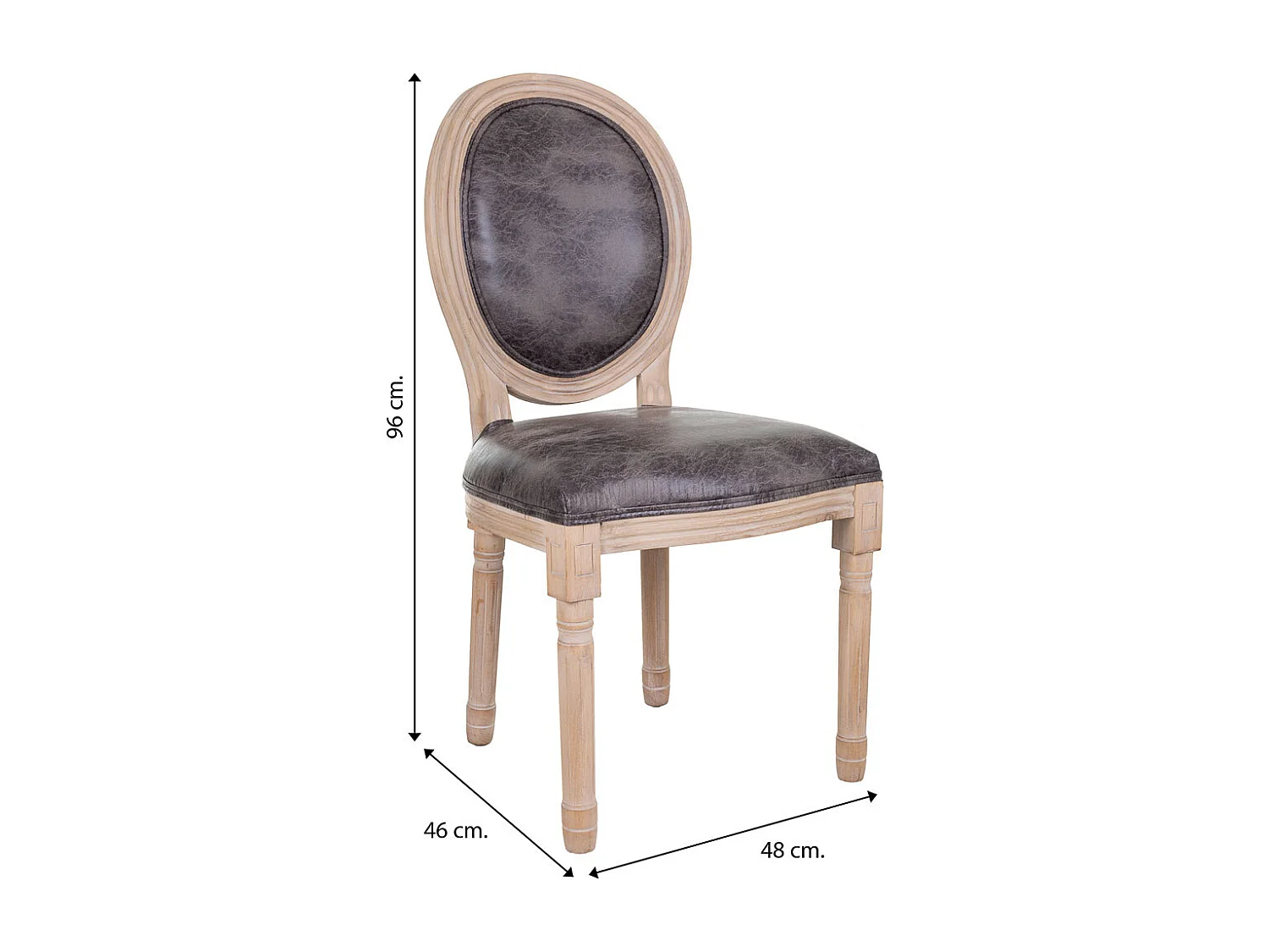 Cadeira estofada de madeira cinza 48x46x48/96