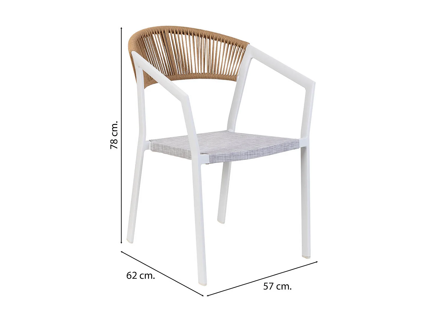 Chaise en aluminium blanc 57x62x78