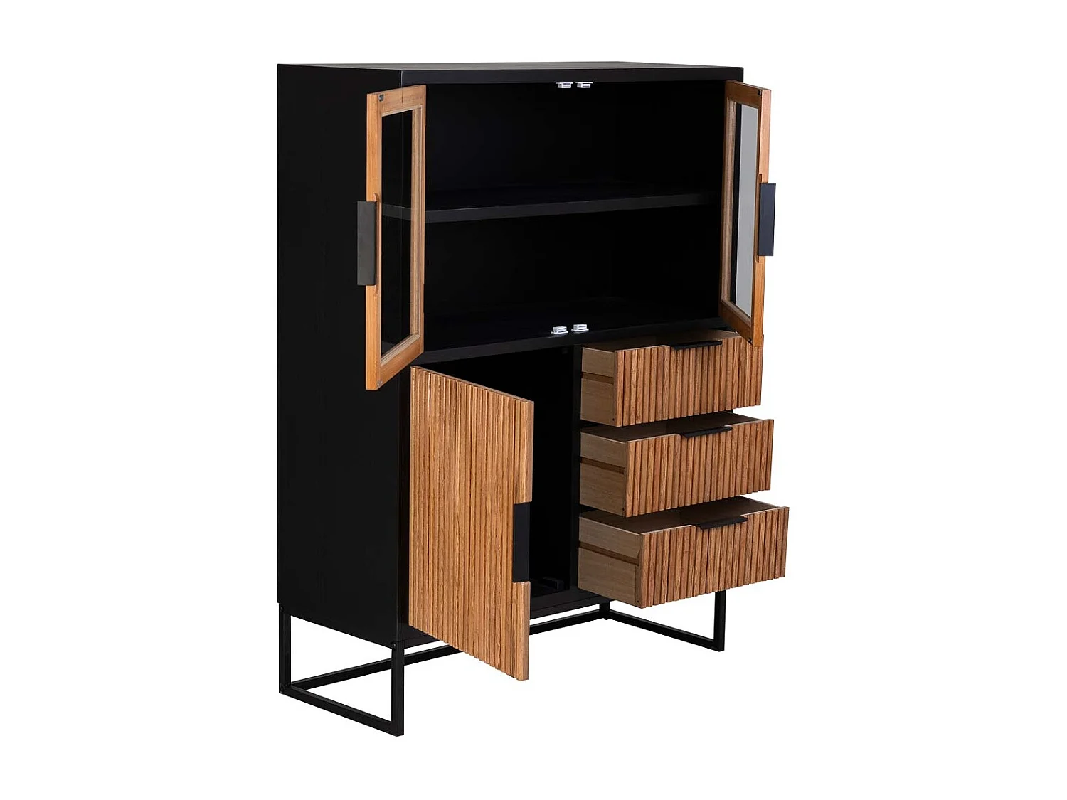 Vitrine mit 3 Türen und 3 Schubladen, Holz, 100x40x135h cm