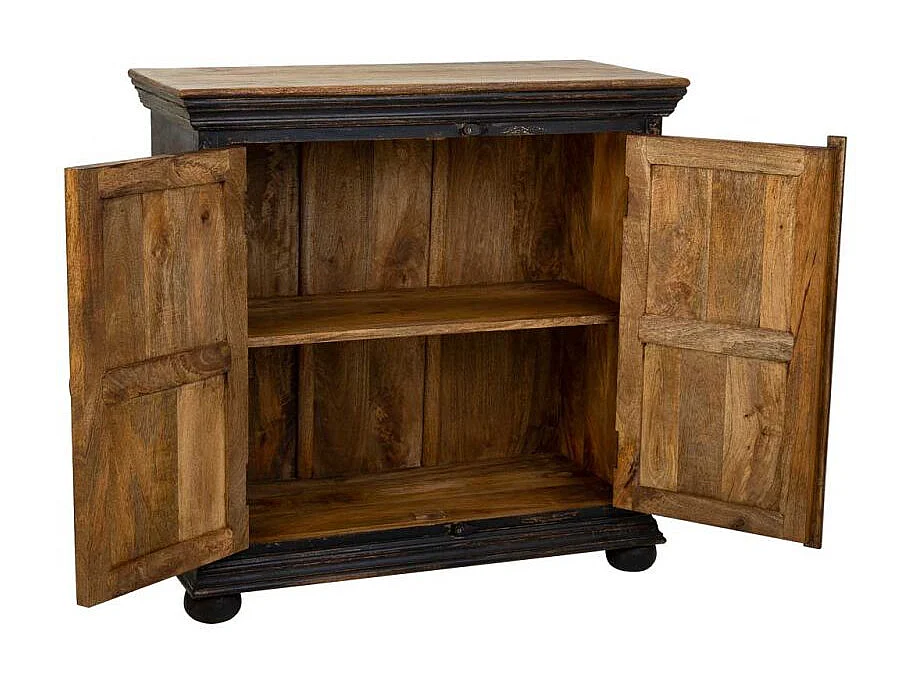 Hal van hout, glas en metaal met handgemaakte afwerking en 2 deuren.