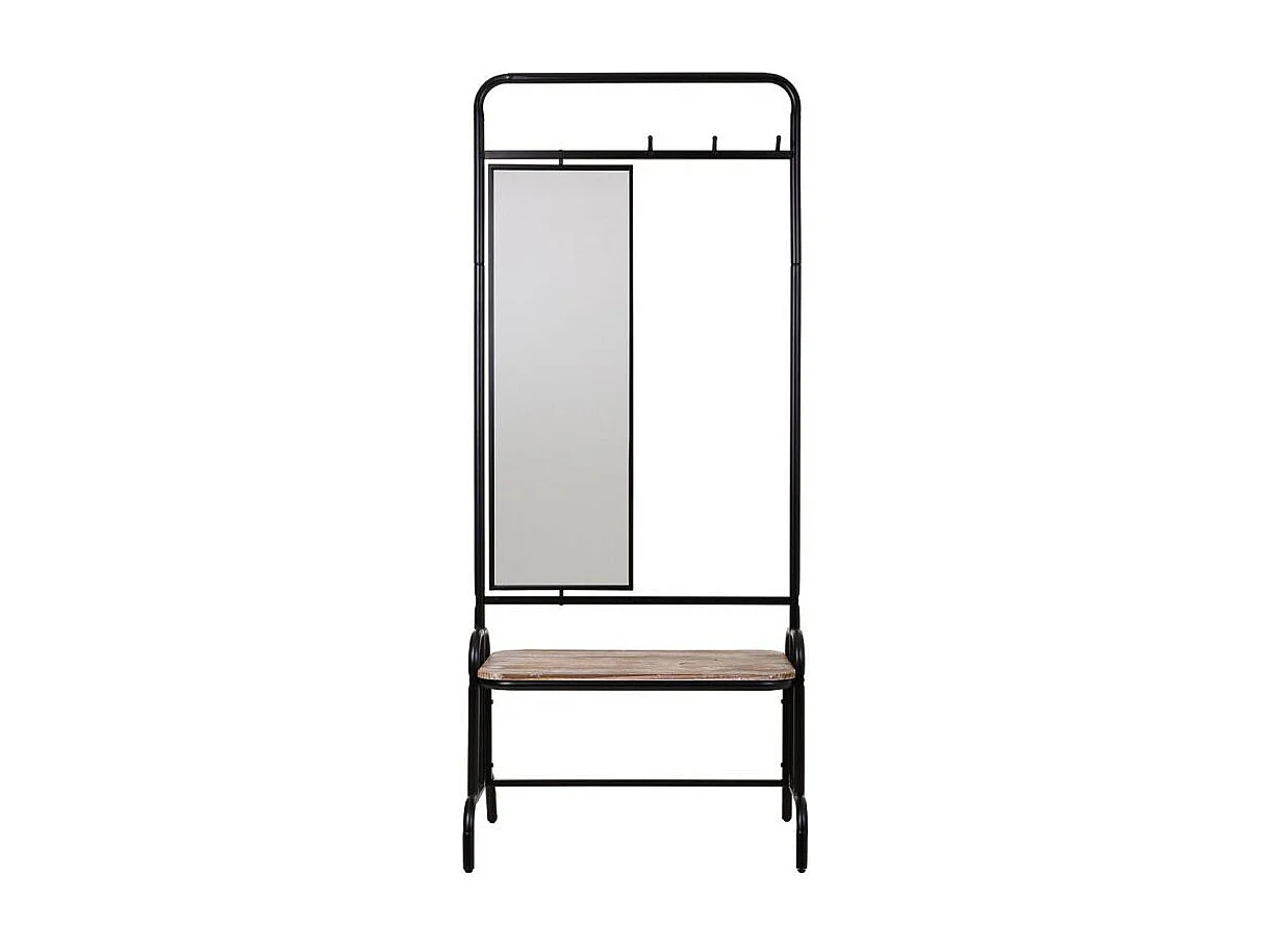 Ingresso con panca e specchio in metallo e legno grigio