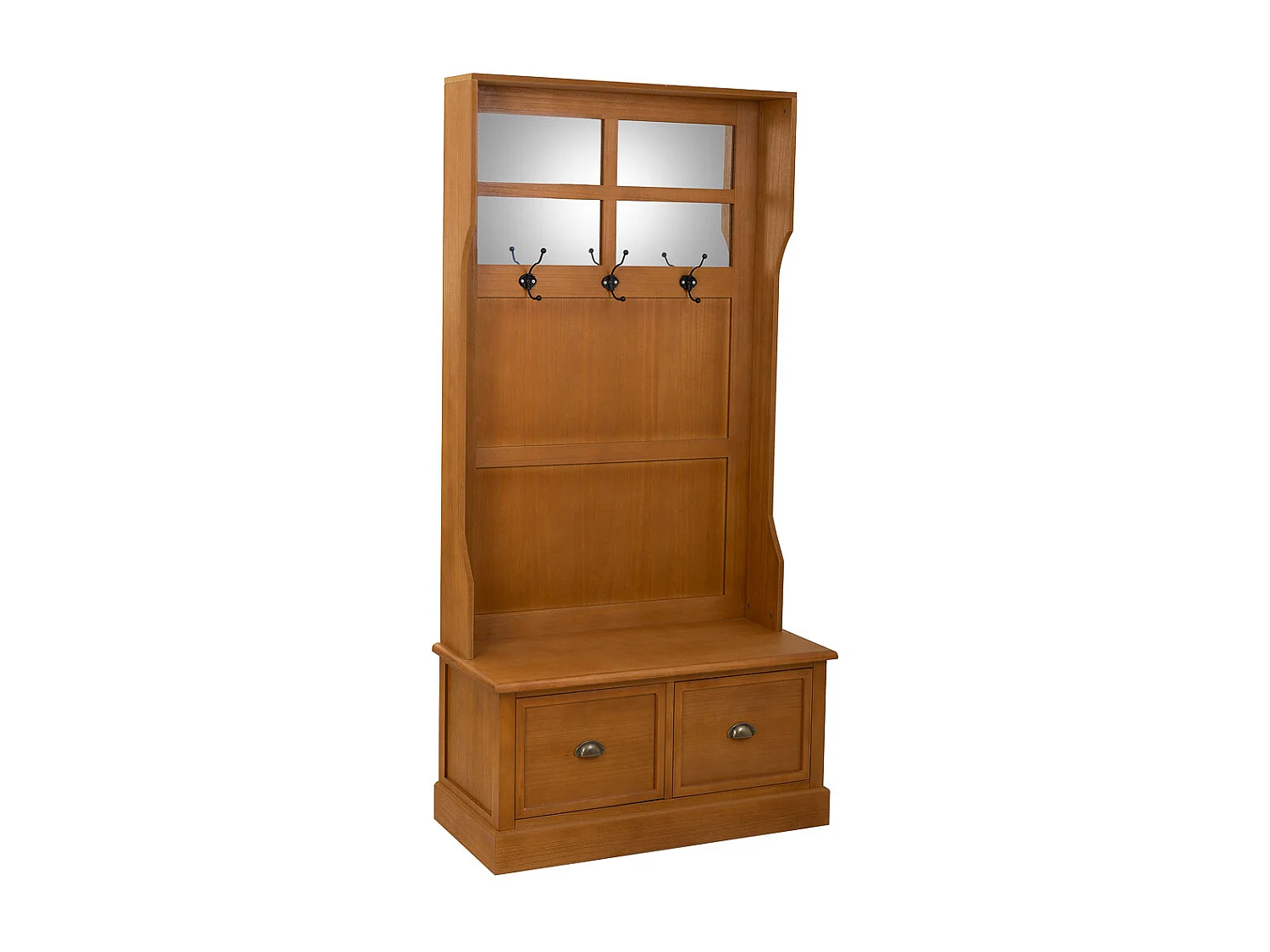 Cabide em madeira com banco castanho 92x39,5x184