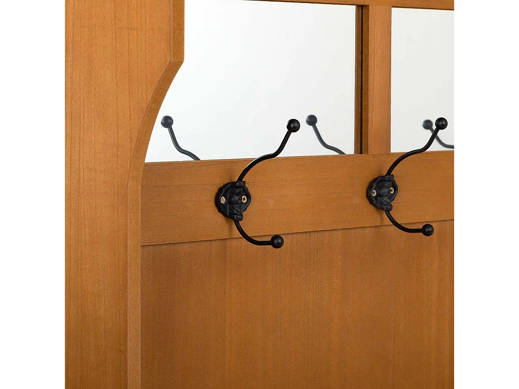 Cabide em madeira com banco castanho 92x39,5x184