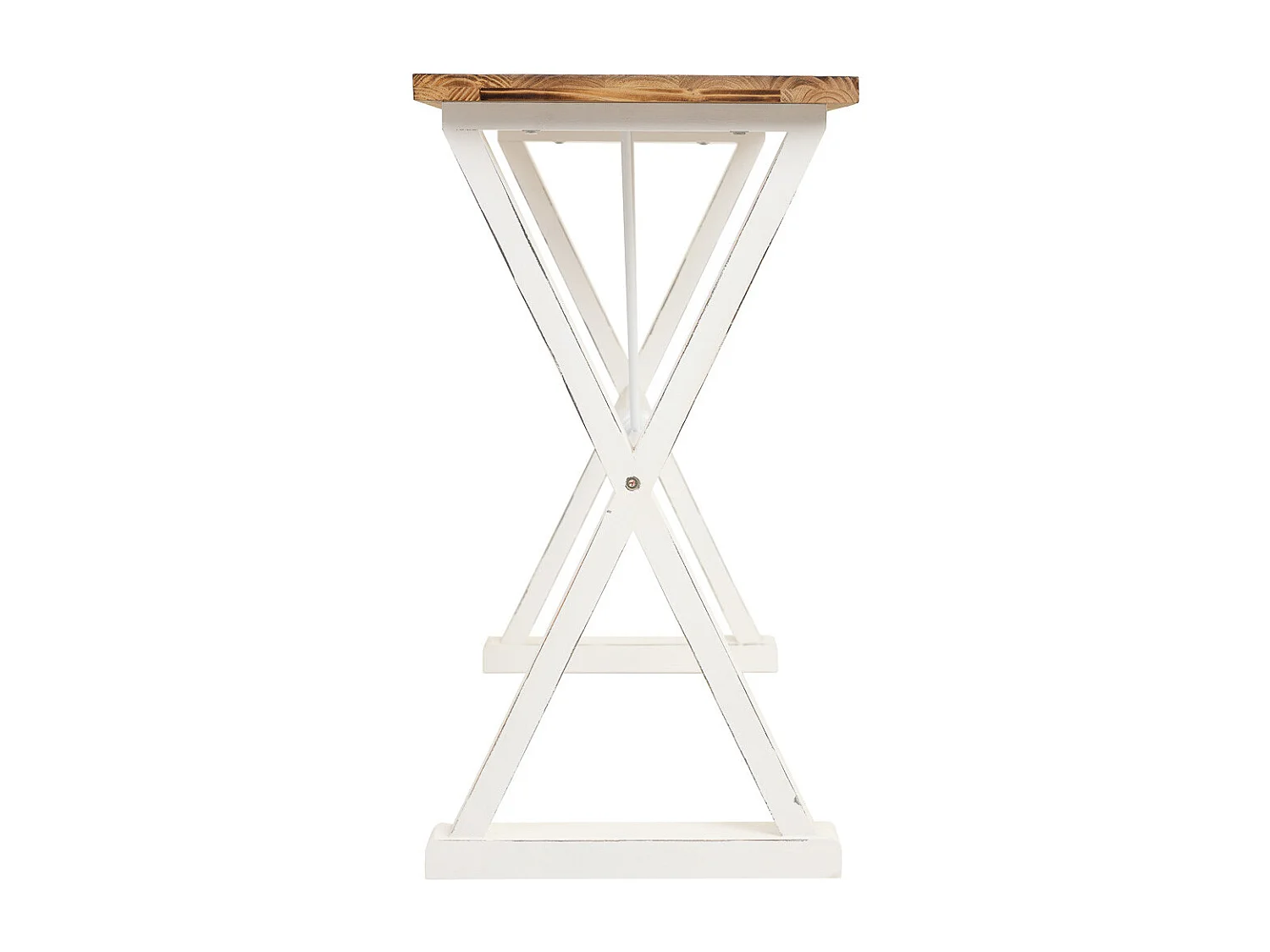 Corredor feito de madeira e metal laqueado branco