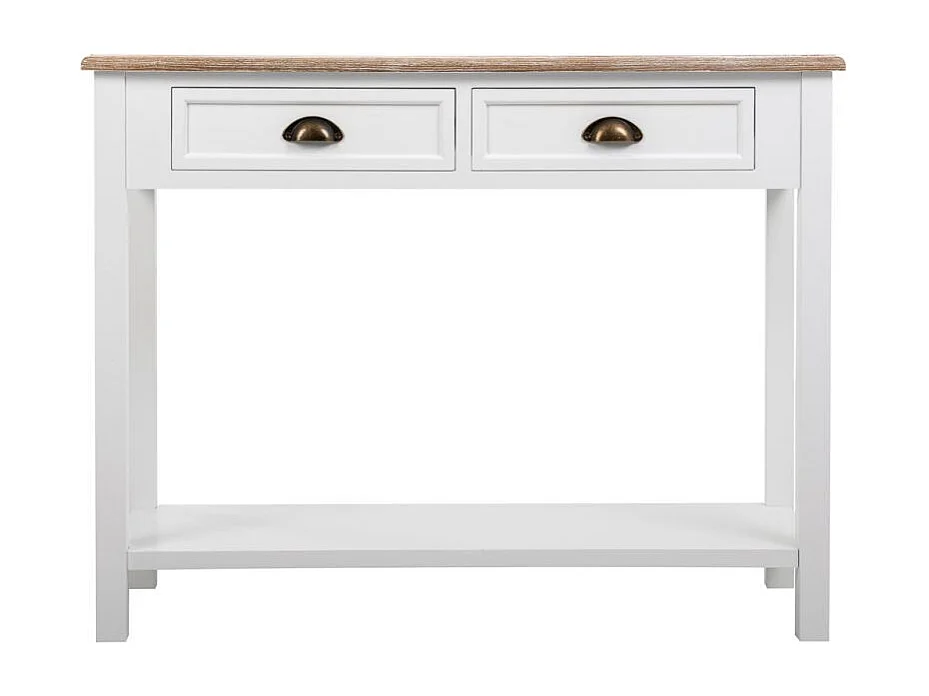 Móvel de madeira para corredor com 2 gavetas e 1 prateleira, branco