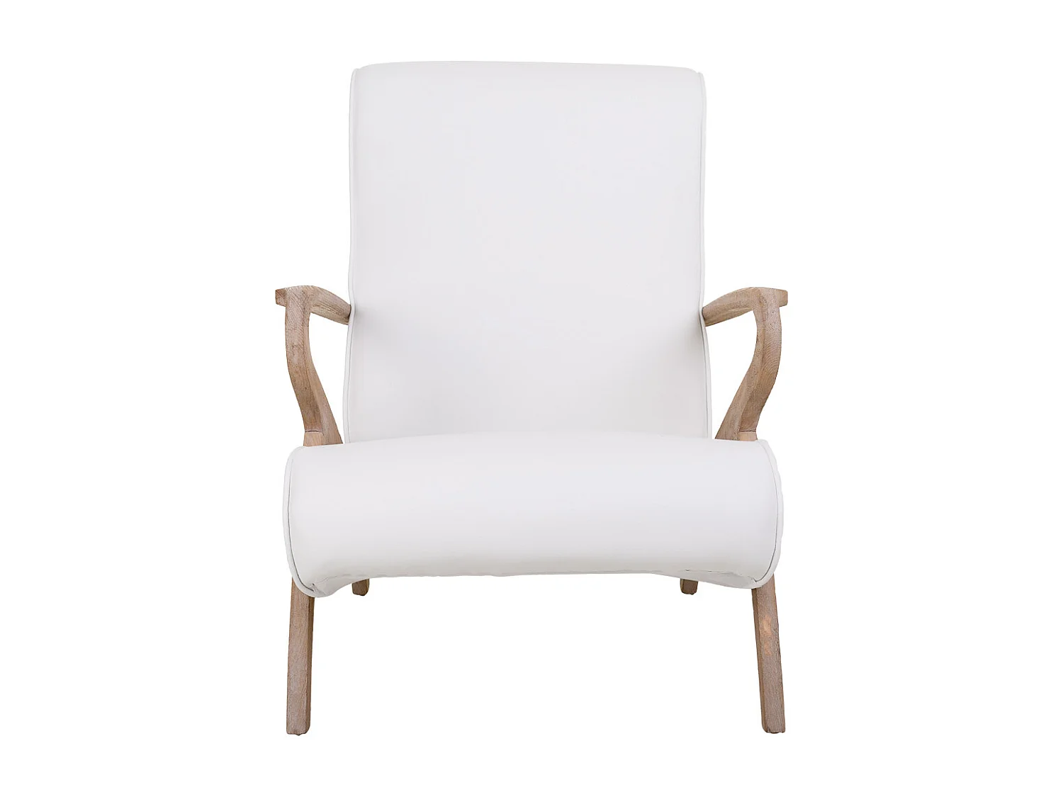 Fauteuil en bois tapissé similicuir blanc 57x55x33/85h