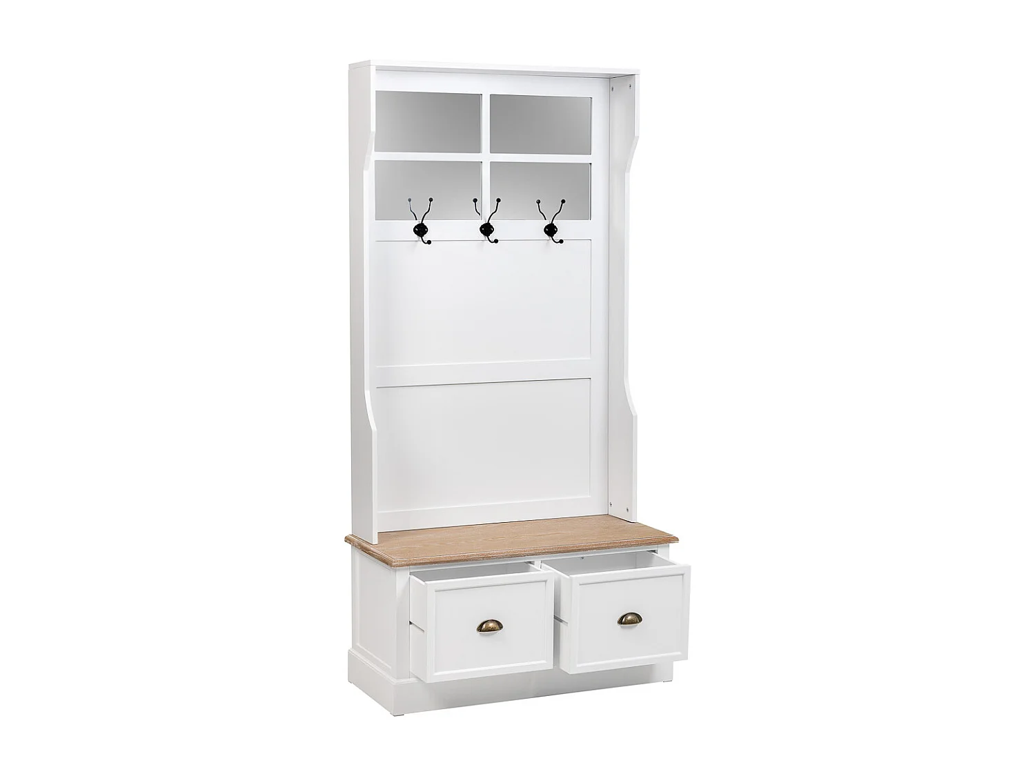 Flurschrank aus Holz mit 2 Schubladen, weiß, 92x39,5x184 cm