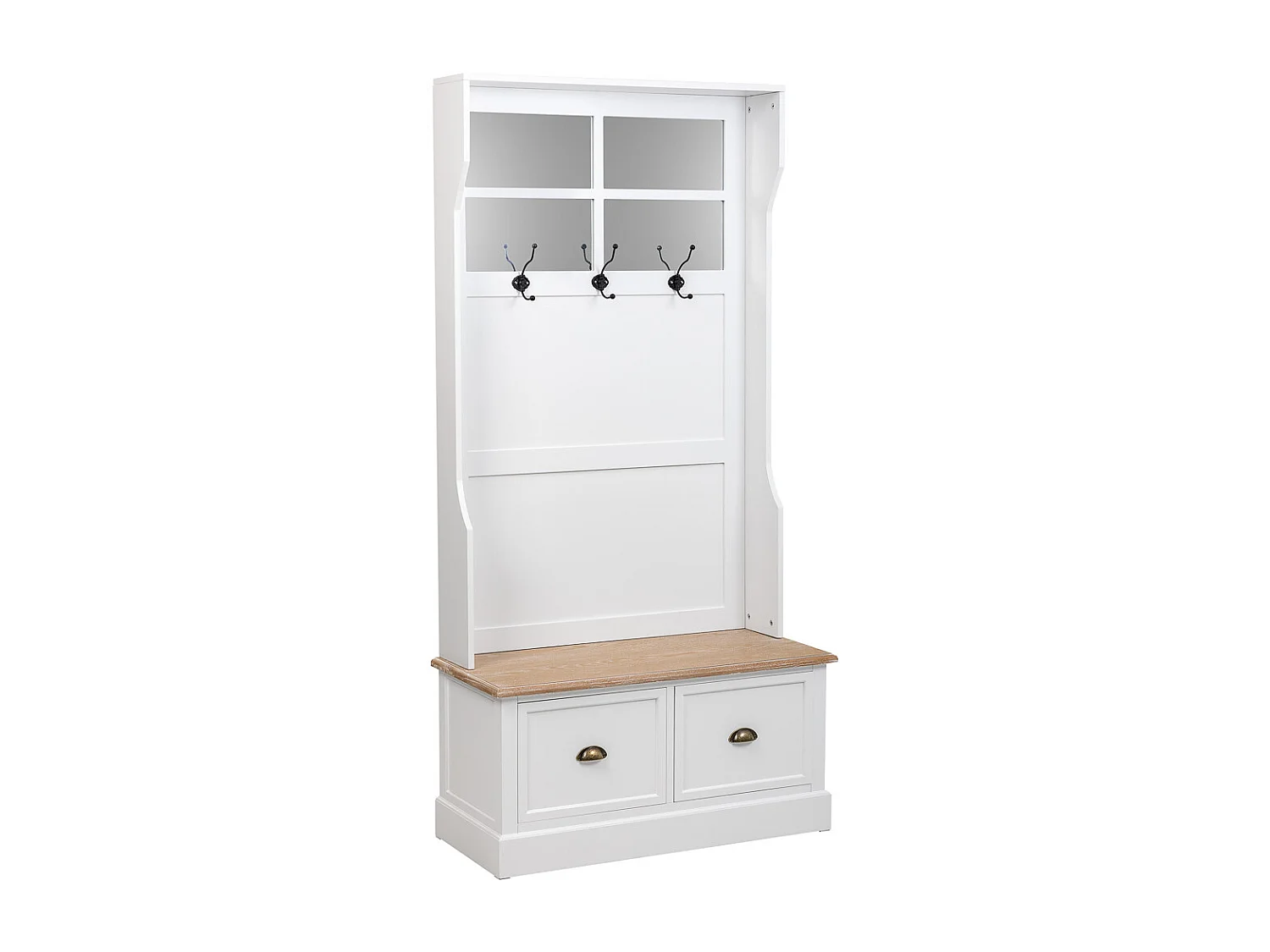 Flurschrank aus Holz mit 2 Schubladen, weiß, 92x39,5x184 cm