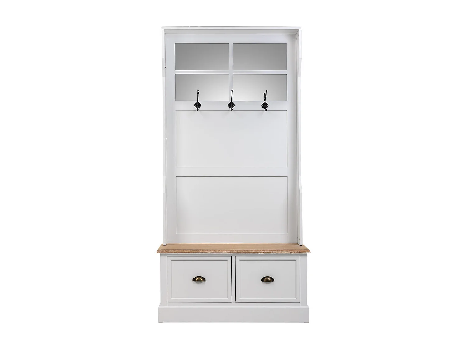 Flurschrank aus Holz mit 2 Schubladen, weiß, 92x39,5x184 cm