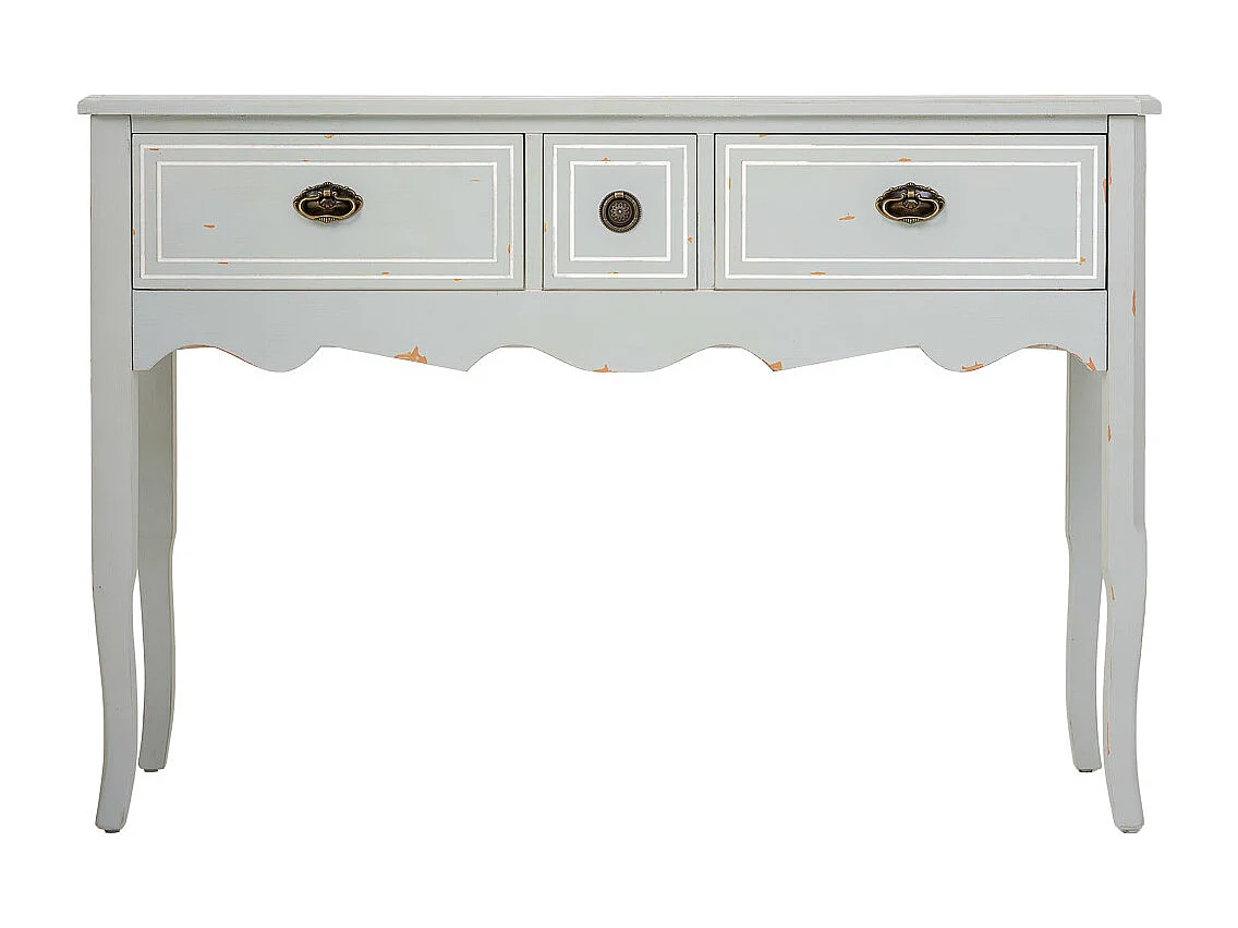 Mesa de entrada de madeira com 3 gavetas, cinza