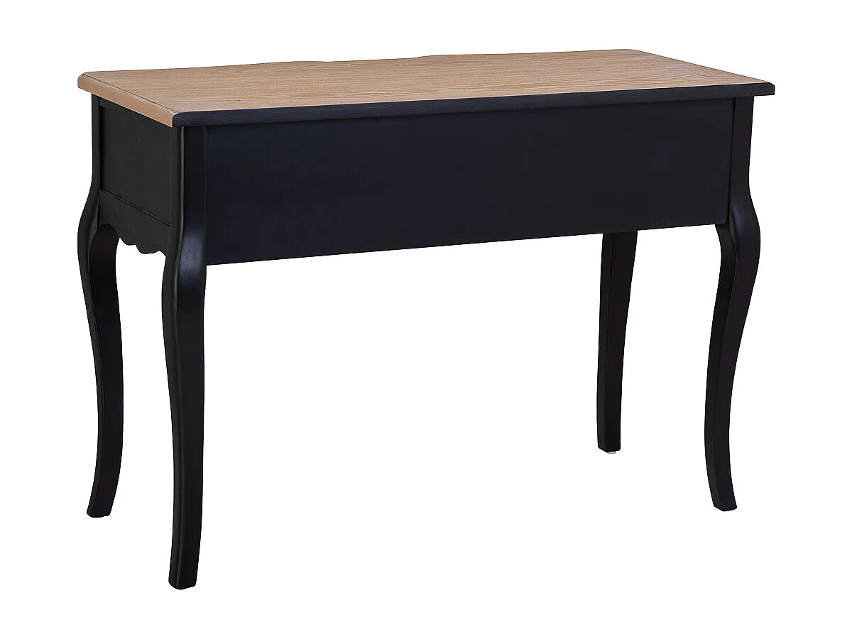 Verouderde, zwart gelakte houten kapstok met 3 lades