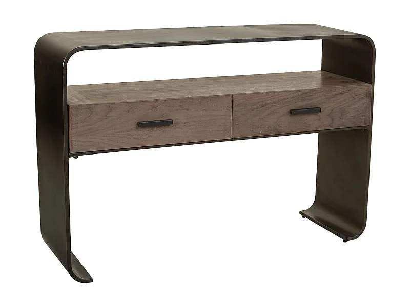 Corridoio in legno e metallo nero