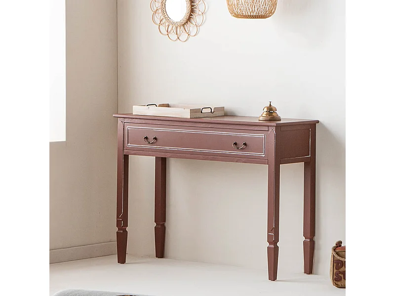 Mobiletto da ingresso in legno con 2 cassetti (marrone)